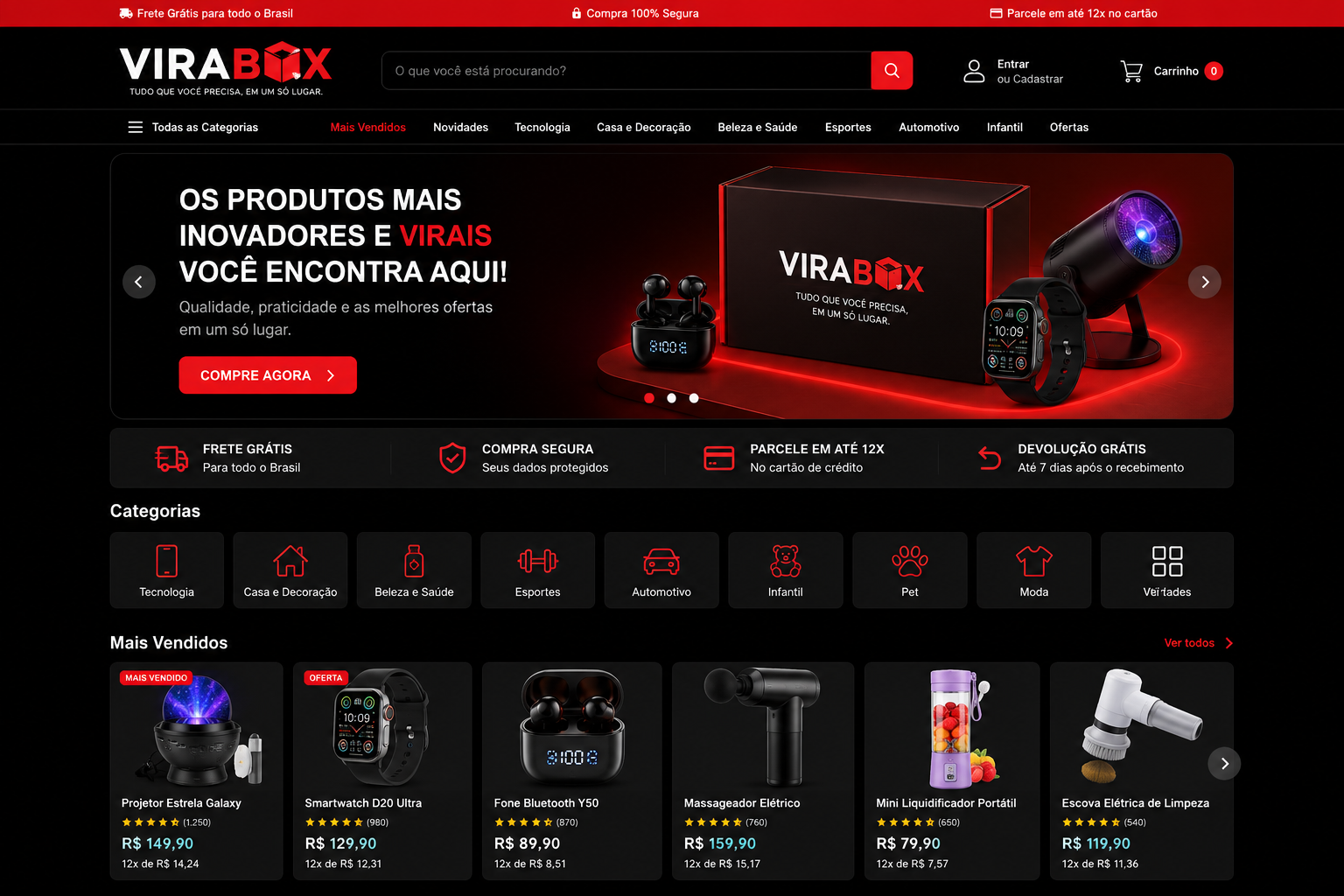 Exemplo de site criado na plataforma